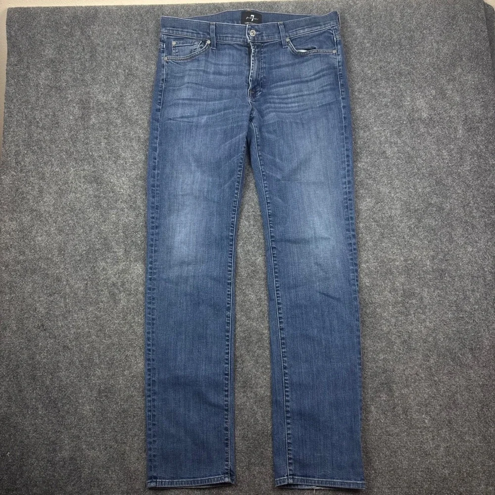 7 For All Mankind Slimmy Jeans Mens 36 Blue Luxe Performance Slim Fit Denim 0397